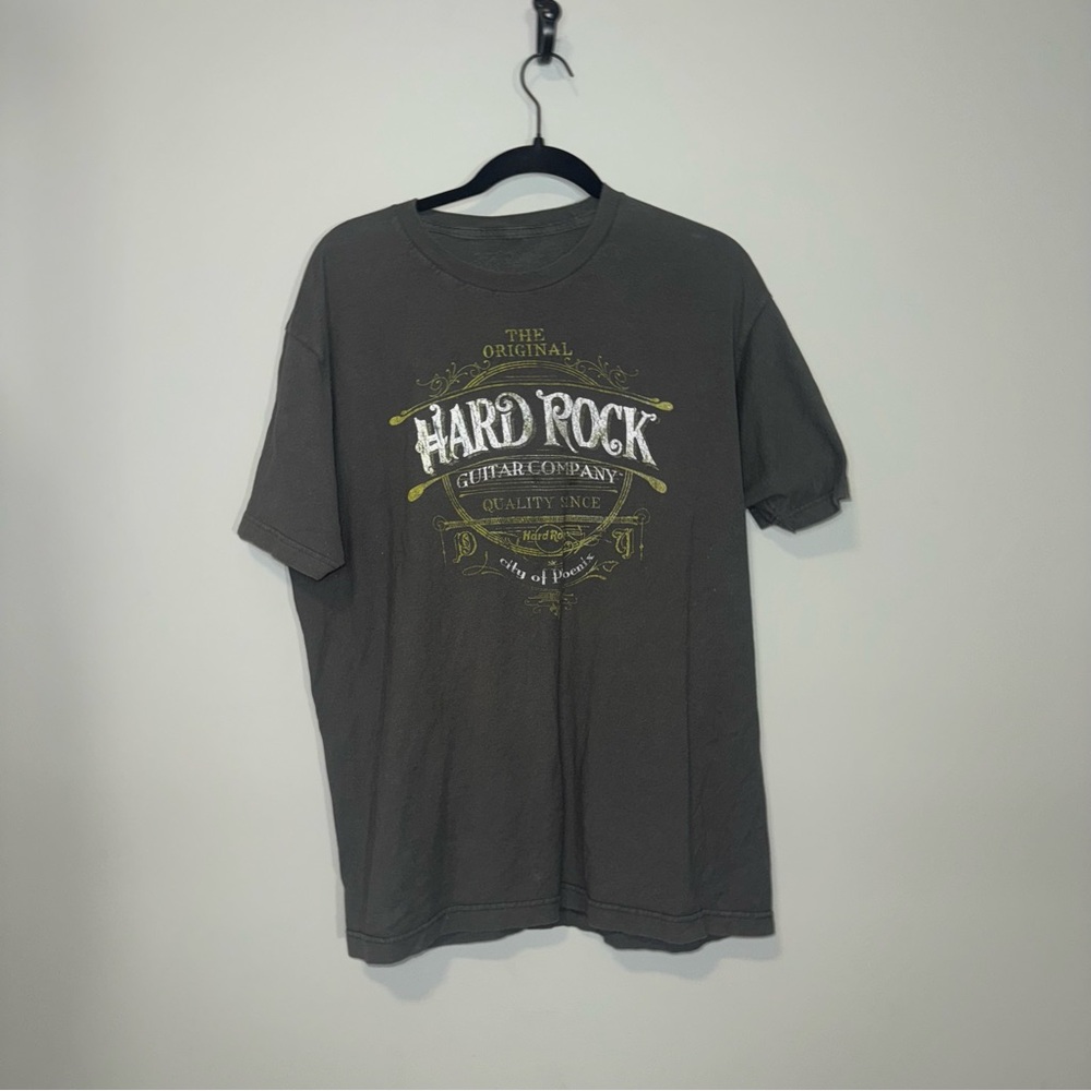 Hard Rock Guitar Company Charcoal Tee‎ with Yellow and White Logo